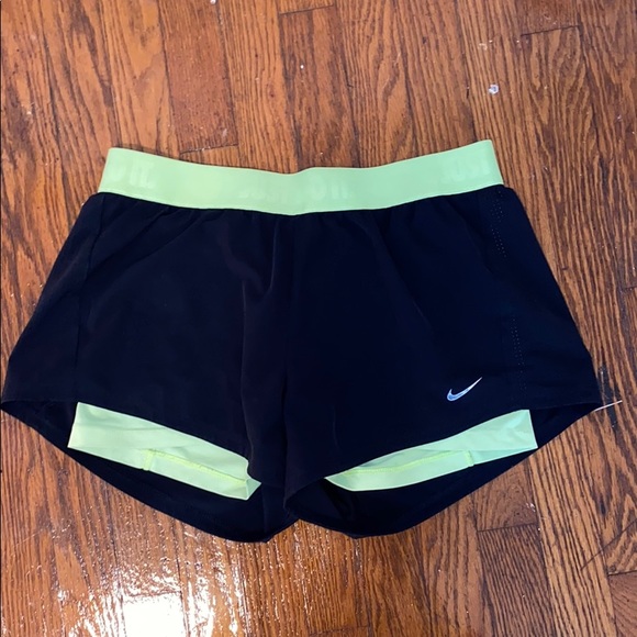 Black & Neon Green Nike Shorts - Picture 1 of 4